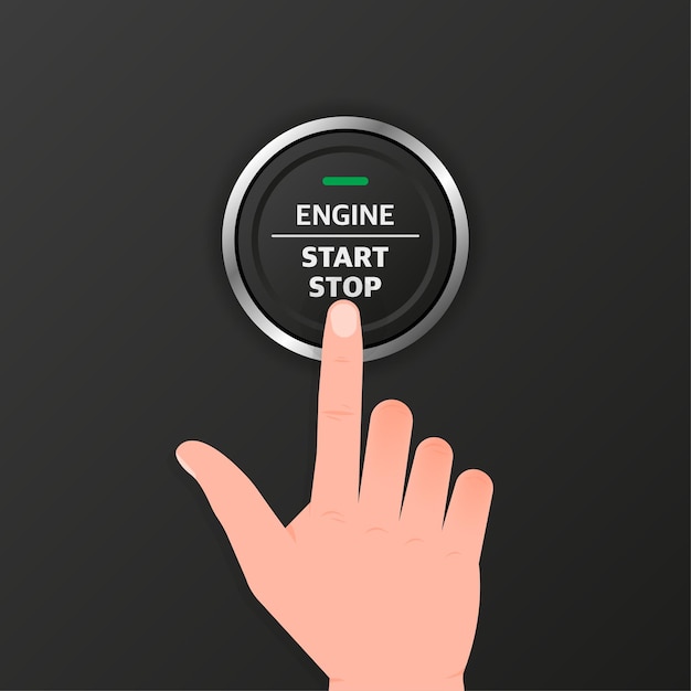 Vector engine start stop button car dashboard element