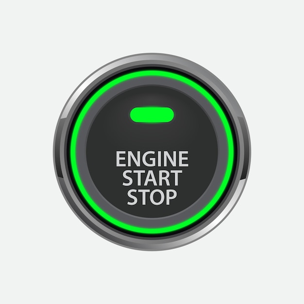 Premium Vector  Engine start stop button with a green glow and light