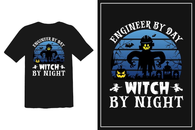 Vector engineer halloween t-shirt design