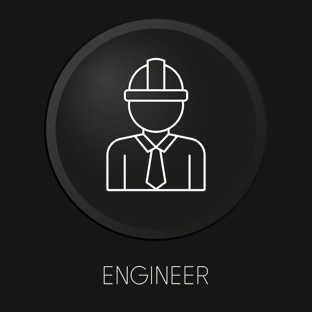 Vector engineer minimal vector line icon on 3d button isolated on black background premium vector