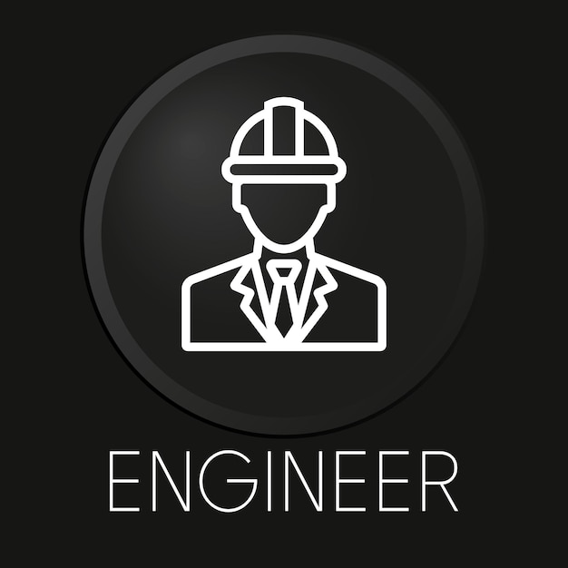 Engineer minimal vector line icon on 3D button isolated on black background Premium VectorxA