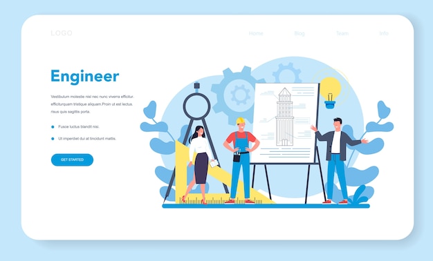 Engineer web banner or landing page