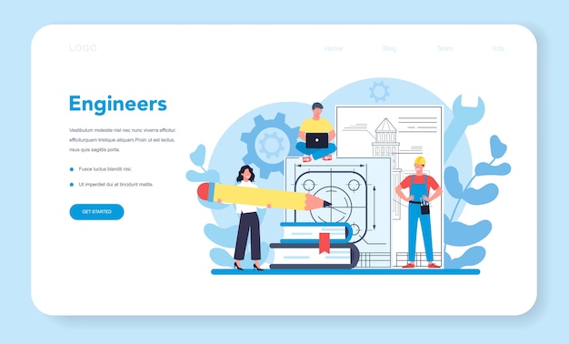 Engineer web banner or landing page