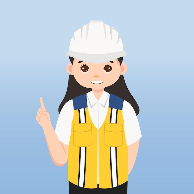 Vector engineer with white safety helmet in construction site.