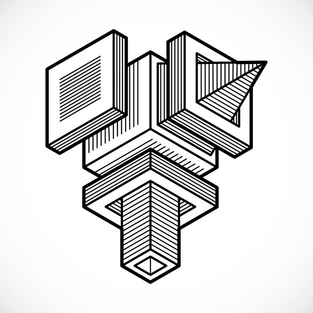 Engineering abstract shape, vector polygonal figure.