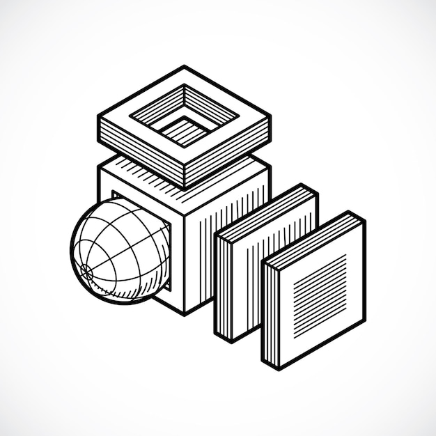 Engineering abstract shape, vector polygonal figure.