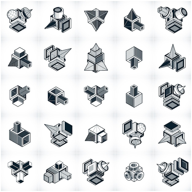 Engineering abstracte geometrische vormen, eenvoudige vectoren set.