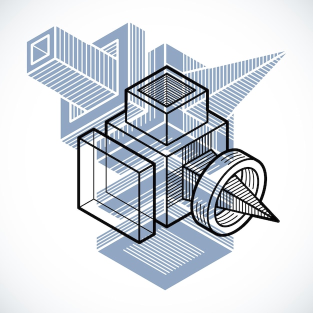 Engineering abstracte vorm, 3D-vector veelhoekige figuur.