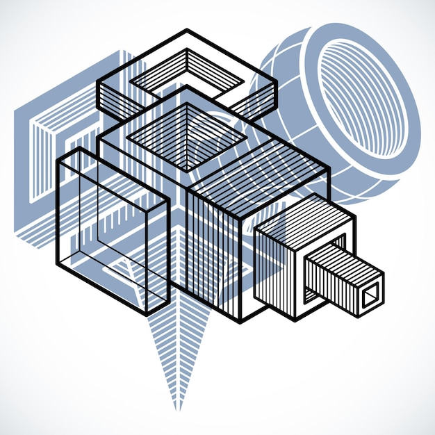 Engineering abstracte vorm, 3D-vector veelhoekige figuur.