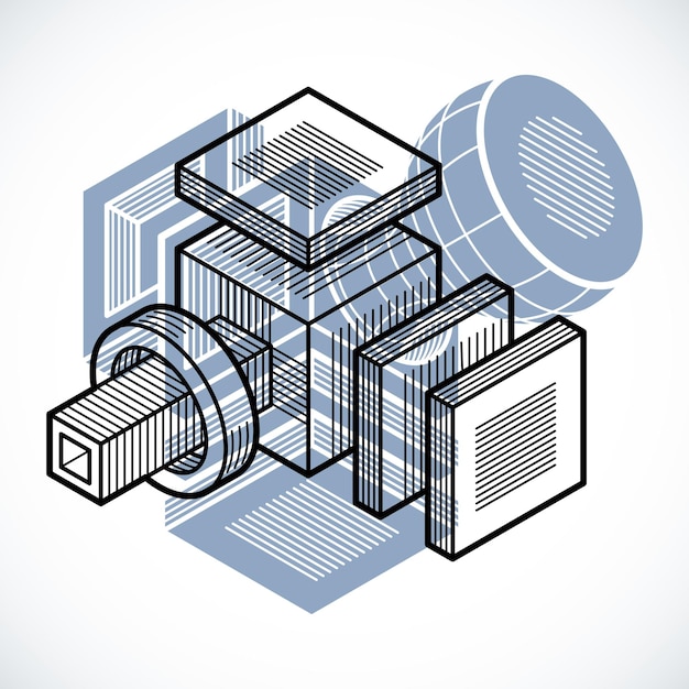 Engineering abstracte vorm, 3D-vector veelhoekige figuur.