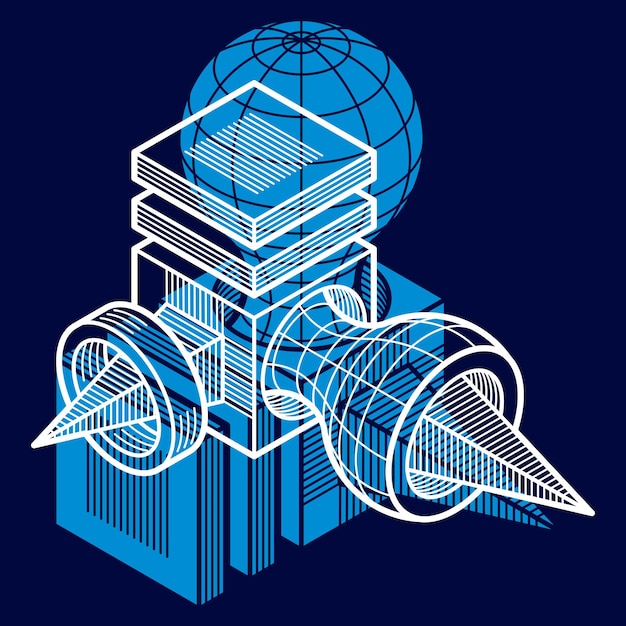 Engineering abstracte vorm, 3D-vector veelhoekige figuur.
