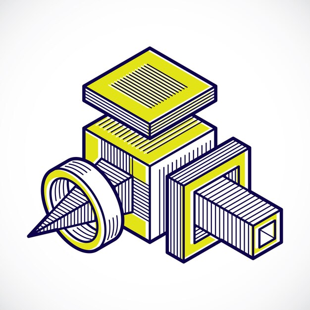 Engineering abstracte vorm, 3D-vector veelhoekige figuur.
