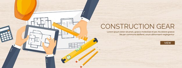 Engineering and architecture vector illustration drawing and construction architectural project