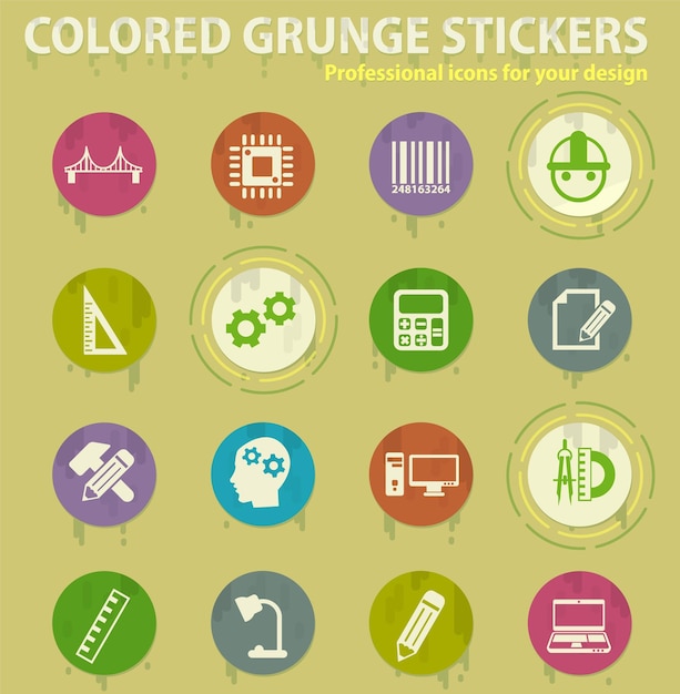 Engineering colored grunge icons