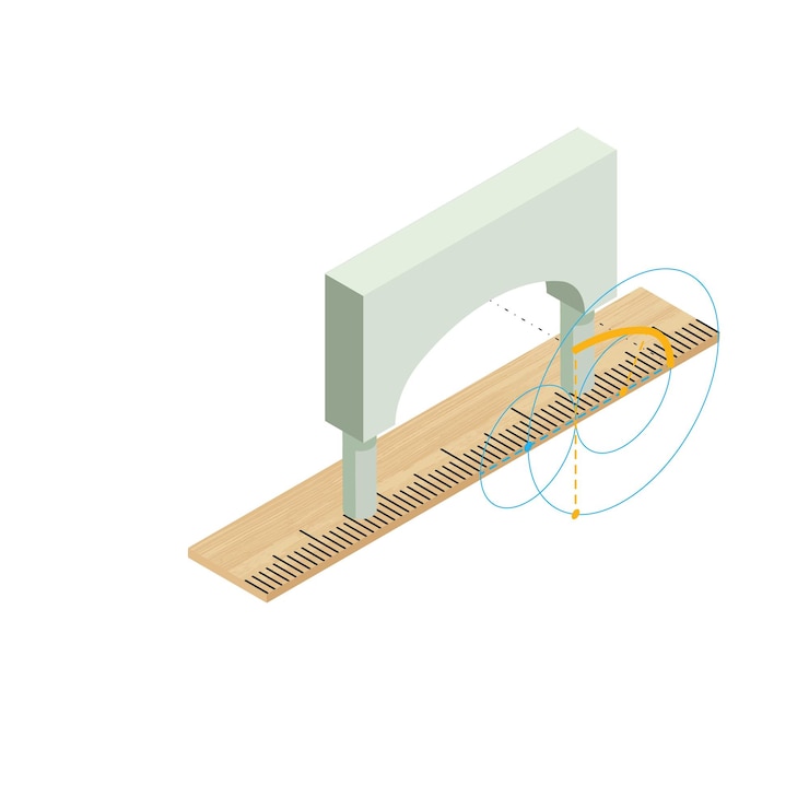 Vector engineering concept icon isometric vector arch project and wood measuring ruler designing building reconstruction