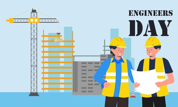 Engineering and construction illustrated. happy engineers day