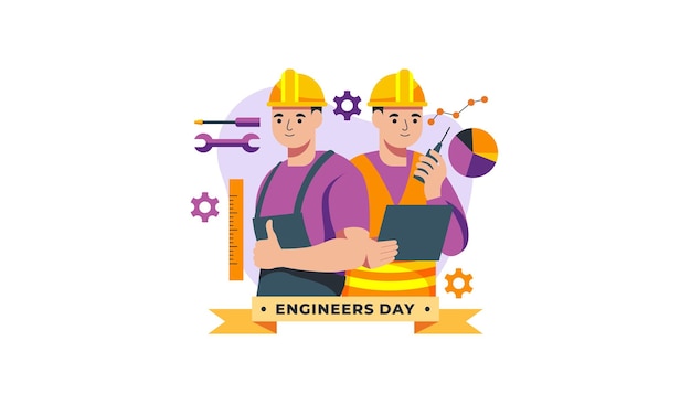 Engineering and construction illustrated. happy engineers day