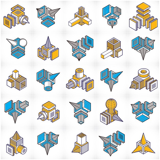 Engineering constructions collection, abstract vectors set.