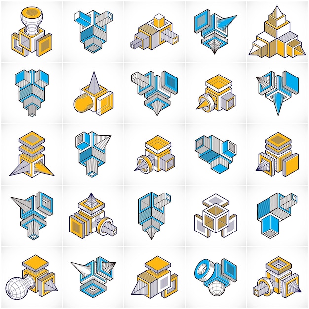 Vector engineering constructions collection, abstract vectors set.