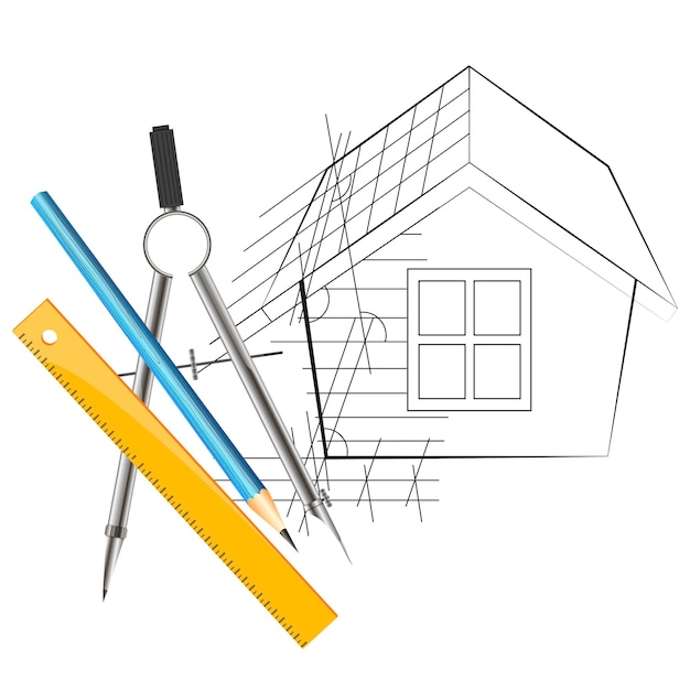 Engineering drawing of a house building and project design