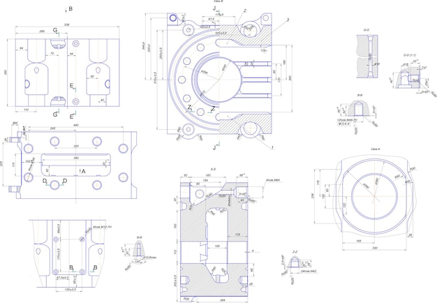 Engineering drawing of industrial equipment