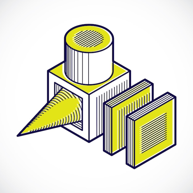 Engineering driedimensionale constructie, abstract vector trigonometrische vorm.