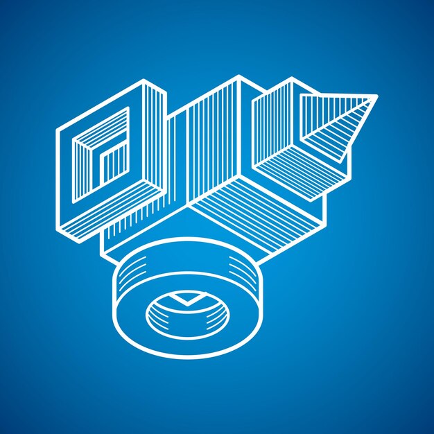 Engineering driedimensionale constructie, abstract vector trigonometrische vorm.