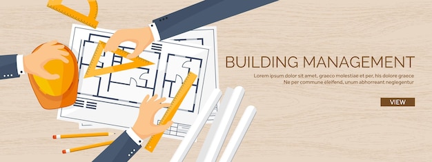 Engineering en architectuur vector illustratie tekening en bouw architectonisch project