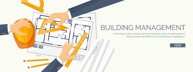 Engineering en architectuur vector illustratie tekening en constructie architectonisch project