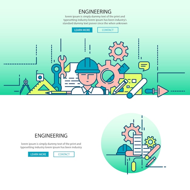 Engineering flat illustration vector landing page