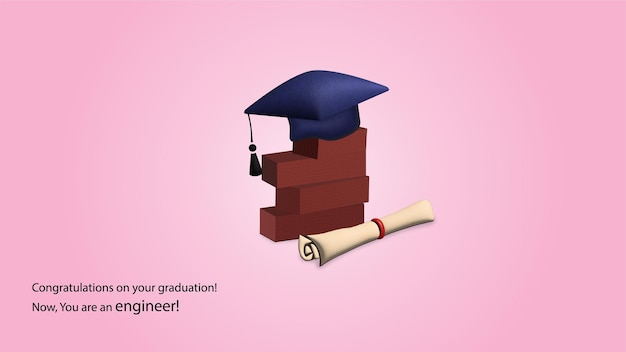 Vector engineering graduation greeting poster 3d poster design