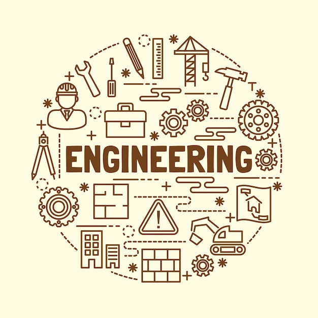 Vector engineering minimal thin line icons set