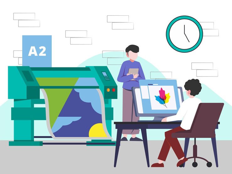 Vector engineering printer concept illustration stylish and beautiful