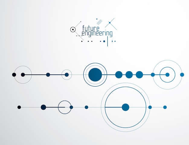 ベクトル 円と線で作られたエンジニアリング技術ベクトルの壁紙。現代の幾何学的構成は、テンプレートおよびレイアウトとして使用できます。抽象的な技術的背景。