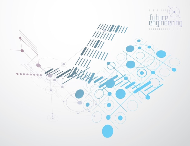 Vector engineering technological vector wallpaper made with circles and lines. modern geometric composition can be used as template and layout. abstract technical background.