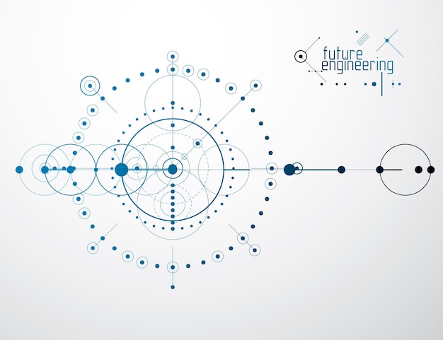 Vector engineering technological vector wallpaper made with circles and lines. modern geometric composition can be used as template and layout. abstract technical background.