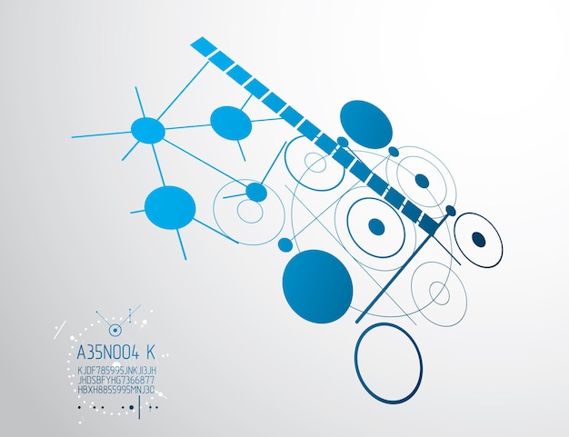 engineering technology vector wallpaper made with circles and lines. technical drawing abstract background. art graphic illustration.