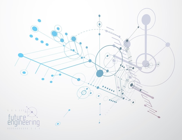 Engineering technology vector wallpaper made with circles and lines. technical drawing abstract background.