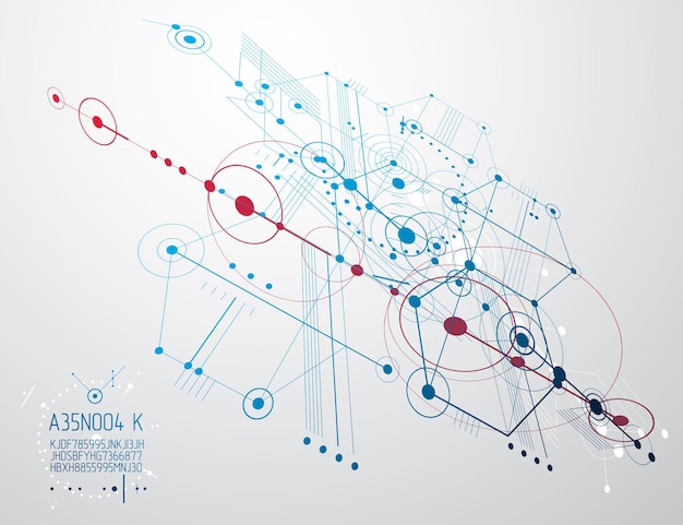 Engineering technology vector wallpaper made with circles and lines. Technical drawing abstract background.