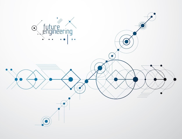 Engineering technology vector wallpaper made with circles and lines. Technical drawing abstract background.