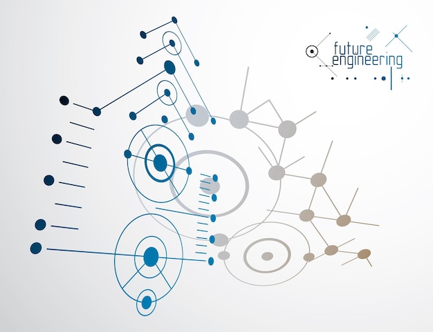 Engineering technology vector wallpaper made with circles and lines. Technical drawing abstract background.