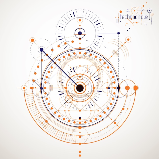 Engineering technology vector wallpaper made with circles and lines. Technical drawing abstract background.