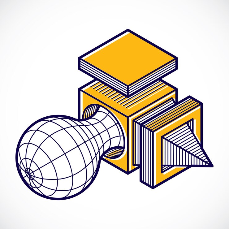 Vector engineering three-dimensional construction, abstract vector trigonometric shape.