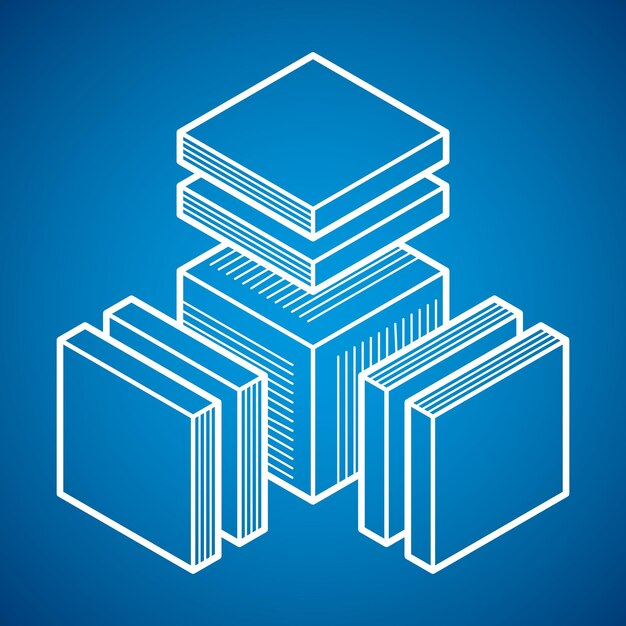 Engineering three-dimensional construction, abstract vector trigonometric shape.