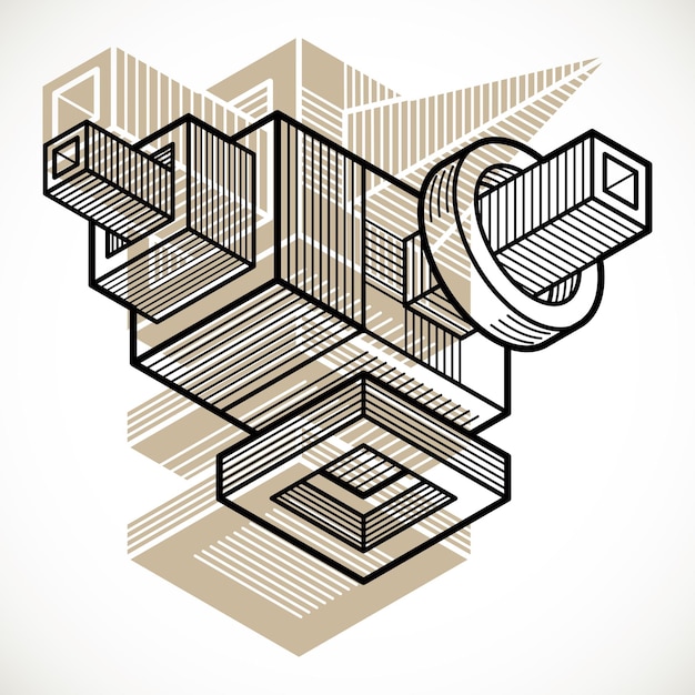 engineering three-dimensional construction, abstract vector trigonometric shape.