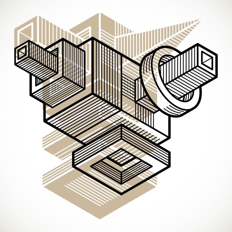 Vector engineering three-dimensional construction, abstract vector trigonometric shape.