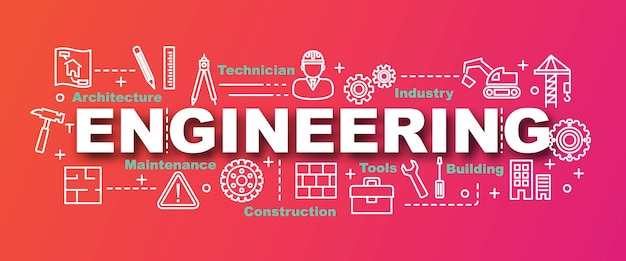 Engineering vector trendy banner