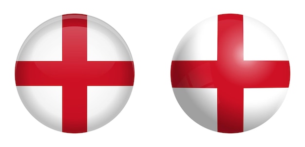 England flag under 3d dome button and on glossy sphere / ball.