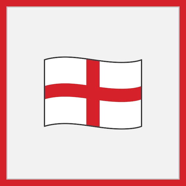 England Flag Cartoon Vector Illustration Flag of England Flat Icon Outline National England Flag