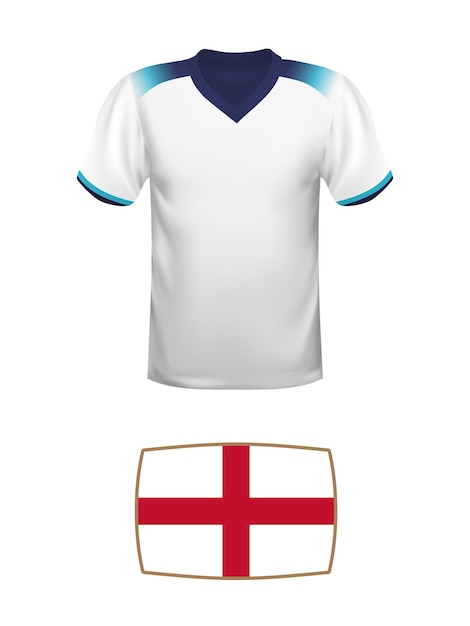 Футбольная форма сборной Англии Чемпионат мира по футболу 2022 Национальная футболка и флаг футбольной команды